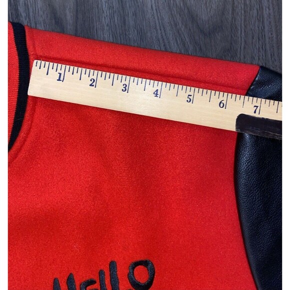 Hello Kitty Sanrio Forever 21 Men's Black Red Letterman Varsity Jacket X-Large - Picture 9 of 14